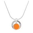 thumbnail image 1 of Delight Jewelry Silvertone Small Orange Enamel Disc Hockey Ring Charm Necklace, 18", 1 of 4