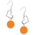thumbnail image 1 of Delight Jewelry Silvertone Small Orange Enamel Disc Open Heart French Earrings, 1 of 4