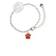 thumbnail image 1 of Delight Jewelry Silvertone Small Orange Paw Silver-tone Flower Link Chain Bracelet, 6.75"+2" Extender, 1 of 4