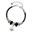 thumbnail image 1 of Delight Jewelry Silvertone Small Outline Dog Face Aunt Celtic Knot Leather Bead Bracelet, 7"+2" Extender, 1 of 4