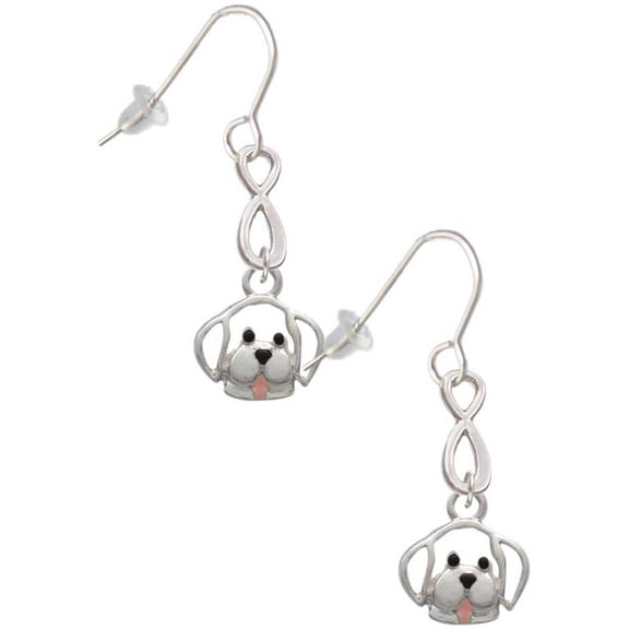 Delight Jewelry Silvertone Small Outline Dog Face Silver tone Infinity French Earrings
