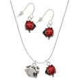 thumbnail image 1 of Delight Jewelry Silvertone Small Panther - Mascot Red Lucky Ladybug Necklace and Dangle Earrings Set, 1 of 6