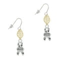 thumbnail image 1 of Delight Jewelry Silvertone Small Paw Print Ribbon ''Animal Rescue'' Goldtone Leaf French Earrings, 1 of 4