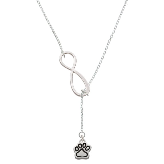 Delight Jewelry Silvertone Small Paw Silver tone Elegant Infinity Lariat Necklace