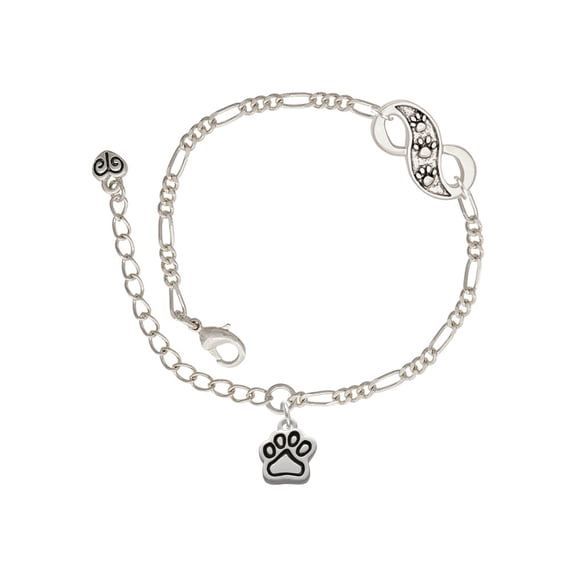 Delight Jewelry Silvertone Small Paw Silver-tone Paw Infinity Link Chain Bracelet, 6"+2" Extender