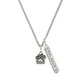 thumbnail image 1 of Delight Jewelry Silvertone Small Paw Silvertone Balance Bar Charm Necklace, 23", 1 of 4