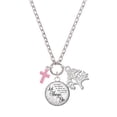 thumbnail image 1 of Delight Jewelry Silvertone Small Pink Crystal Cross Let Things Go Fall Zoey Charm Necklace, 28", 1 of 4
