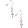 thumbnail image 1 of Delight Jewelry Silvertone Small Pink Crystal Cross Silver tone Infinity French Earrings, 1 of 4