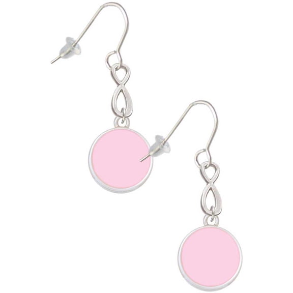 Delight Jewelry Silvertone Small Pink Enamel Disc Silver tone Infinity French Earrings