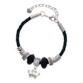 thumbnail image 1 of Delight Jewelry Silvertone Small ''Princess'' Crown with Clear Crystals Mother Celtic Knot Leather Bead Bracelet, 7"+2" Extender, 1 of 1