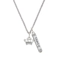 thumbnail image 1 of Delight Jewelry Silvertone Small ''Princess'' Crown with Clear Crystals Silvertone Family Bar Charm Necklace, 23", 1 of 1