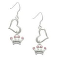 thumbnail image 1 of Delight Jewelry Silvertone Small ''Princess'' Crown with Pink Crystals Open Heart French Earrings, 1 of 4