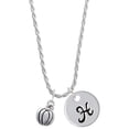 thumbnail image 1 of Delight Jewelry Silvertone Small Pumpkin Silvertone Script Initial Disc - H - Charm Necklace, 20"+3", 1 of 4