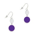 thumbnail image 1 of Delight Jewelry Silvertone Small Purple Enamel Disc Silvertone Leaf French Earrings, 1 of 5