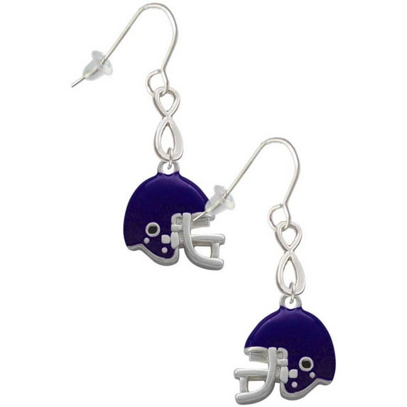 Delight Jewelry Silvertone Small Purple Football Helmet Silver tone Infinity French Earrings