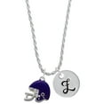 thumbnail image 1 of Delight Jewelry Silvertone Small Purple Football Helmet Silvertone Script Initial Disc - Z - Charm Necklace, 20"+3", 1 of 4