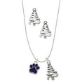 thumbnail image 1 of Delight Jewelry Silvertone Small Purple Paw Silver tone Zig Zag Christmas Tree Charm Necklace and Stud Earrings, 1 of 4