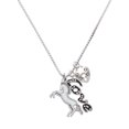 thumbnail image 1 of Delight Jewelry Silvertone Small Rearing Horse - Love and Lock Charm Necklace, 18"+1", 1 of 4