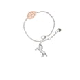 thumbnail image 1 of Delight Jewelry Silvertone Small Rearing Horse - Rose Goldtone Leaf Delicate Bracelet, 6.25+1.75", 1 of 4