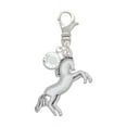 thumbnail image 1 of Delight Jewelry Silvertone Small Rearing Horse - Silvertone Clip on Charm with Clear Crystal Drop, 1 of 4