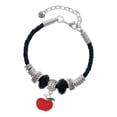 thumbnail image 1 of Delight Jewelry Silvertone Small Red Apple Granddaughter Celtic Knot Leather Bead Bracelet, 7"+2" Extender, 1 of 4