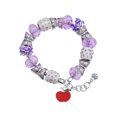 thumbnail image 1 of Delight Jewelry Silvertone Small Red Apple Purple Butterfly Bead Charm Bracelet, 7"+1" Extender, 1 of 5