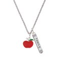 thumbnail image 1 of Delight Jewelry Silvertone Small Red Apple Silvertone Family Bar Charm Necklace, 23", 1 of 1