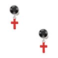 thumbnail image 1 of Delight Jewelry Silvertone Small Red Crystal Cross Black Crystal Clip on Earrings, 1 of 5