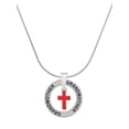 thumbnail image 1 of Delight Jewelry Silvertone Small Red Crystal Cross Silvertone Grandmother Ring Charm Necklace, 18", 1 of 4