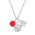 thumbnail image 1 of Delight Jewelry Silvertone Small Red Enamel Disc Let Things Go Fall Zoey Charm Necklace, 28", 1 of 4