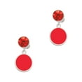 thumbnail image 1 of Delight Jewelry Silvertone Small Red Enamel Disc Red Crystal Clip on Earrings, 1 of 5
