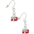 thumbnail image 1 of Delight Jewelry Silvertone Small Red Enamel Present Silver tone Infinity French Earrings, 1 of 4