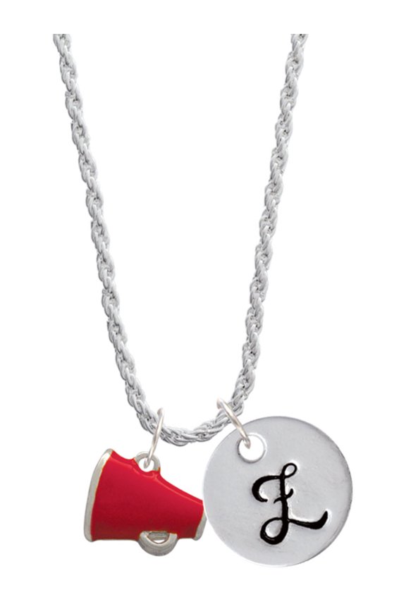 Silvertone Small Red Megaphone Silvertone Script Initial Disc - Z - Charm Necklace, 20"+3"
