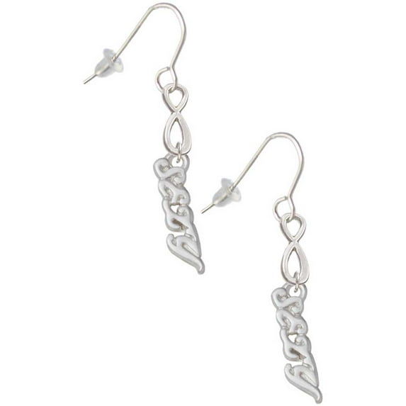 Delight Jewelry Silvertone Small Sexy Script Silver tone Infinity French Earrings