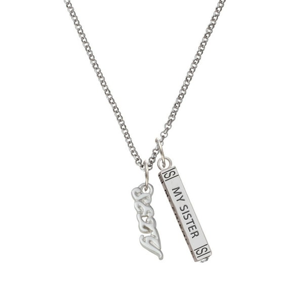 Delight Jewelry Silvertone Small Sexy Script Silvertone Always My Sister Bar Charm Necklace, 23"