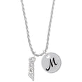 thumbnail image 1 of Delight Jewelry Silvertone Small Sexy Script Silvertone Script Initial Disc - M - Charm Necklace, 20"+3", 1 of 4