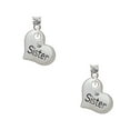 thumbnail image 1 of Delight Jewelry Silvertone Small ''Sister'' Heart with Clear Crystal Clear Crystal Post Earrings, 1 of 4