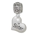 thumbnail image 1 of Delight Jewelry Silvertone Small ''Sister'' Heart with Clear Crystal Lord Guide Me Charm Bead, 1 of 4
