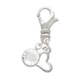 thumbnail image 1 of Delight Jewelry Silvertone Small Slanted Open Heart - Silvertone Clip on Charm with Clear Crystal Drop, 1 of 4
