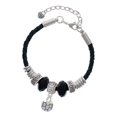 thumbnail image 1 of Delight Jewelry Silvertone Small Soccer ball with a AB Crystal Niece Celtic Knot Leather Bead Bracelet, 7"+2" Extender, 1 of 4