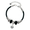 thumbnail image 1 of Delight Jewelry Silvertone Small Soccer ball with a AB Crystal Wife Celtic Knot Leather Bead Bracelet, 7"+2" Extender, 1 of 4