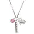 thumbnail image 1 of Delight Jewelry Silvertone Small Sparkle Pink AB Softball Always My Mother Bar Zoe Necklace, 1 of 4