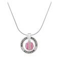 thumbnail image 1 of Delight Jewelry Silvertone Small Sparkle Pink AB Softball Miracles Ring Charm Necklace, 18", 1 of 4