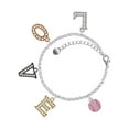 thumbnail image 1 of Delight Jewelry Silvertone Small Sparkle Pink AB Softball Multi-Colored Crystal Love Charm Bracelet, 1 of 5