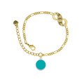 thumbnail image 1 of Delight Jewelry Silvertone Small Teal Enamel Disc Gold-tone Paw Infinity Link Chain Bracelet, 6"+2" Extender, 1 of 3