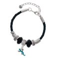 thumbnail image 1 of Delight Jewelry Silvertone Small Teal Lizard Grandmother Celtic Knot Leather Bead Bracelet, 7"+2" Extender, 1 of 4