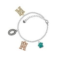 thumbnail image 1 of Delight Jewelry Silvertone Small Teal Paw Multi-Colored Crystal Mom Charm Bracelet, 1 of 4