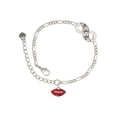 thumbnail image 1 of Delight Jewelry Silvertone Small Translucent Red Lips Silver-tone Paw Infinity Link Chain Bracelet, 6"+2" Extender, 1 of 3