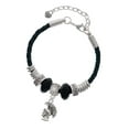 thumbnail image 1 of Delight Jewelry Silvertone Small Trojan - Mascot Mom Celtic Knot Leather Bead Bracelet, 7"+2" Extender, 1 of 4