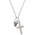 thumbnail image 1 of Delight Jewelry Silvertone Small Viking - Mascot Everlasting Love Engraved Cross Zoey Necklace, 28", 1 of 4